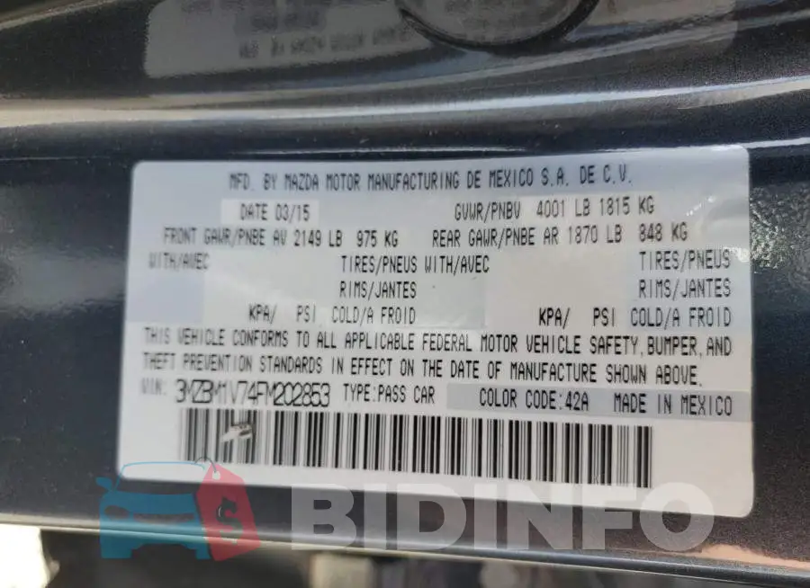 3MZBM1V74FM202853 Photo# 12