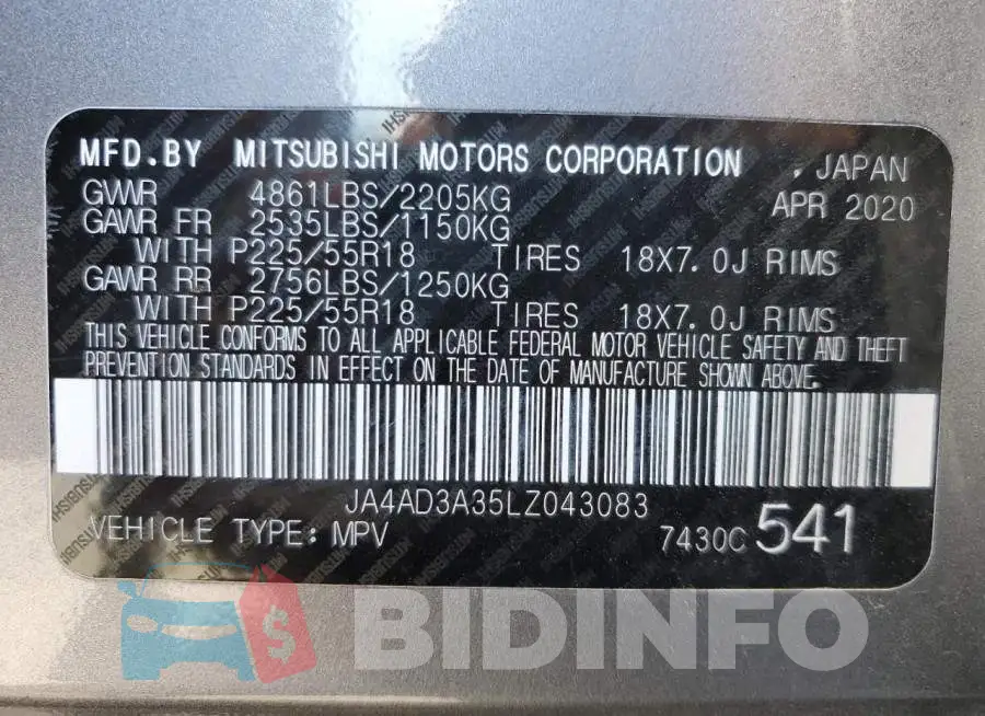 JA4AD3A35LZ043083 Photo# 12