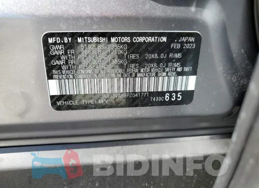 JA4J3VA85PZ041771 Photo# 13