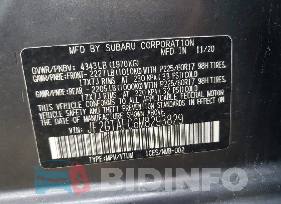 JF2GTAEC6M8293829 Photo# 12