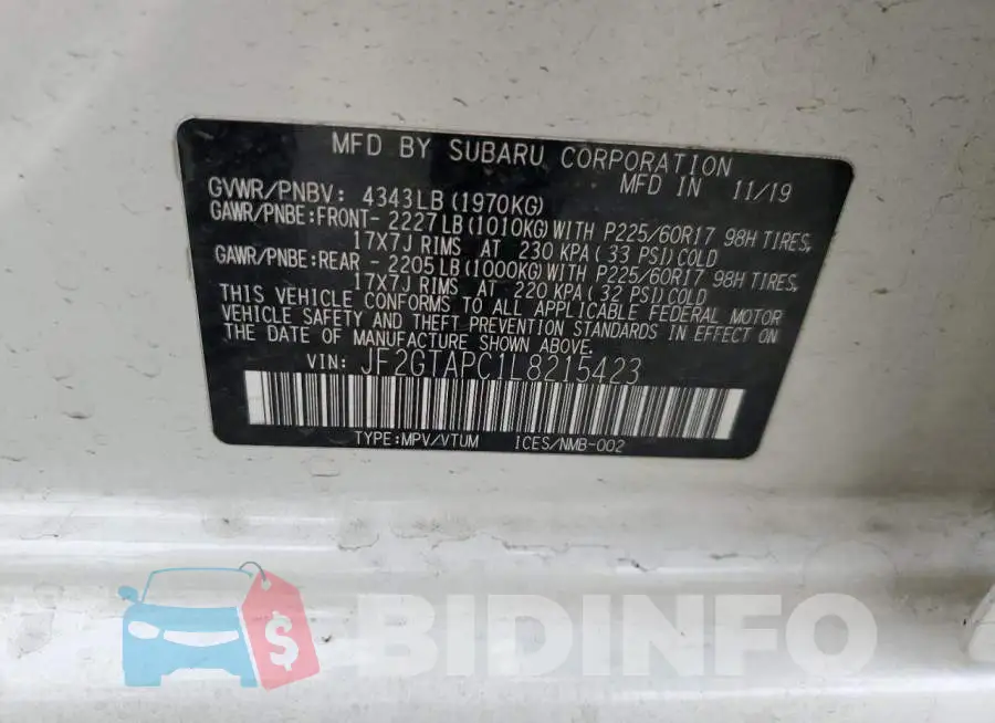 JF2GTAPC1L8215423 Photo# 12
