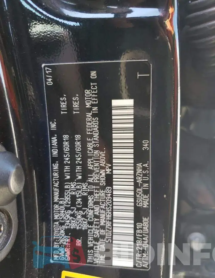 5TDZZRFH6HS209489 Photo# 14