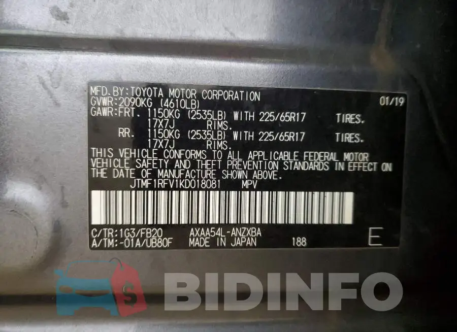 JTMF1RFV1KD018081 Photo# 12