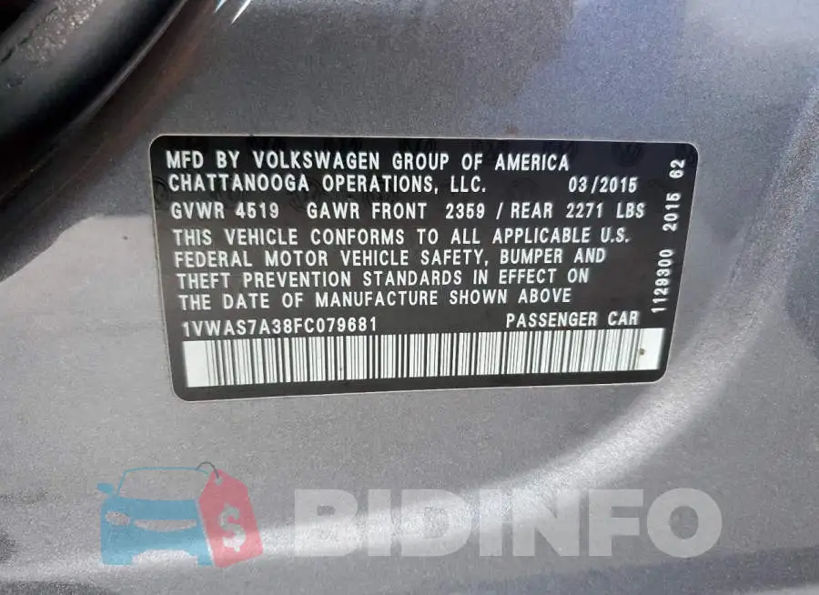 1VWAS7A38FC079681 Photo# 12