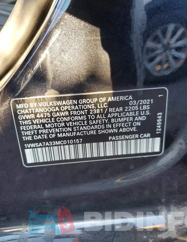 1VWSA7A33MC010157 Photo# 13