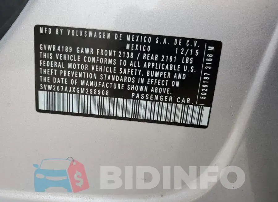 3VW267AJXGM298908 Photo# 12