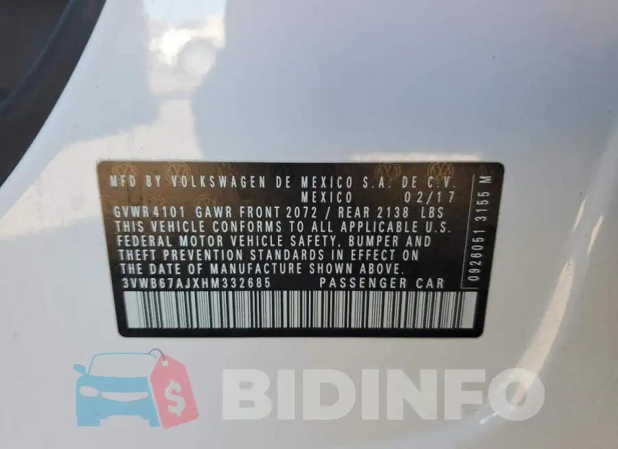 3VWB67AJXHM332685 Photo# 12