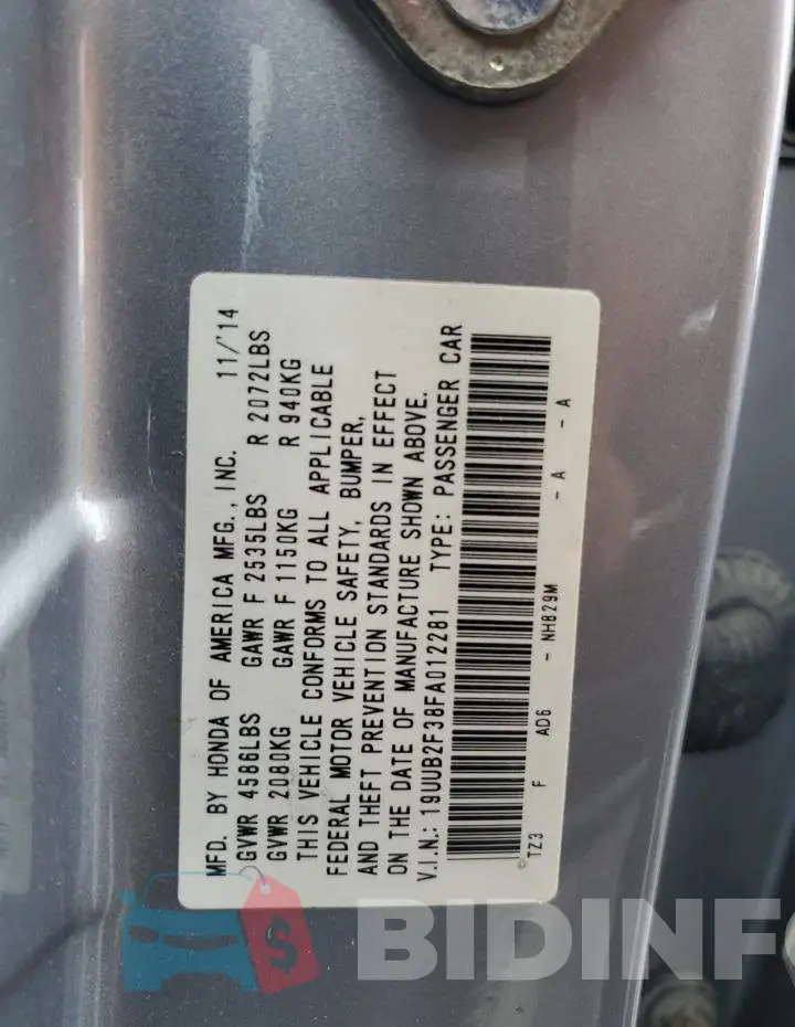 19UUB2F38FA012281 Photo# 12