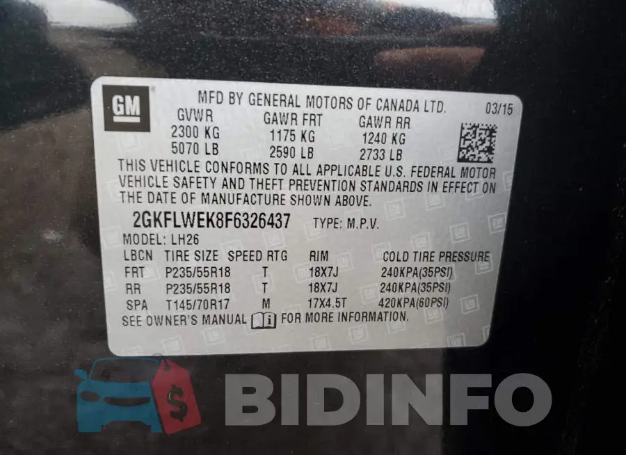 2GKFLWEK8F6326437 Photo# 12