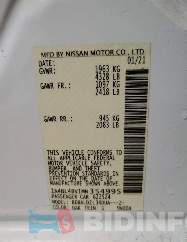1N4BL4BV1MN354995 Photo# 13