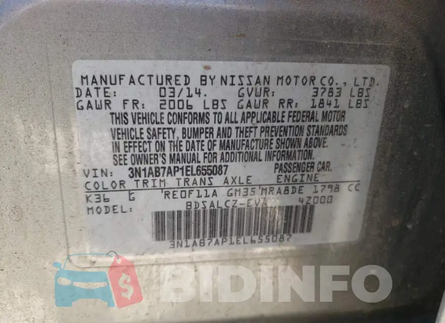 3N1AB7AP1EL655087 Photo# 12