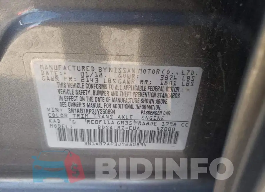 3N1AB7AP3JY250894 Photo# 12