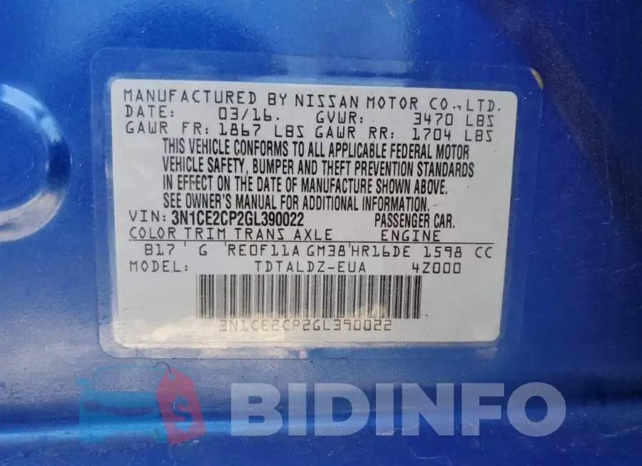 3N1CE2CP2GL390022 Photo# 12