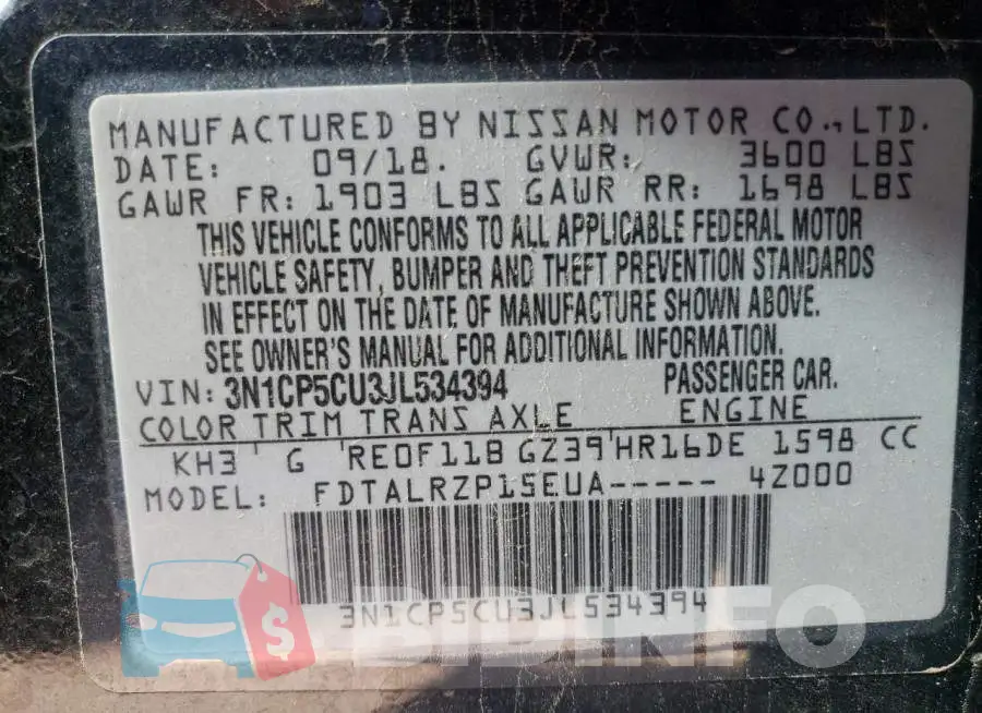3N1CP5CU3JL534394 Photo# 13