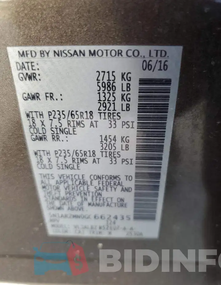 5N1AR2MN0GC662435 Photo# 12