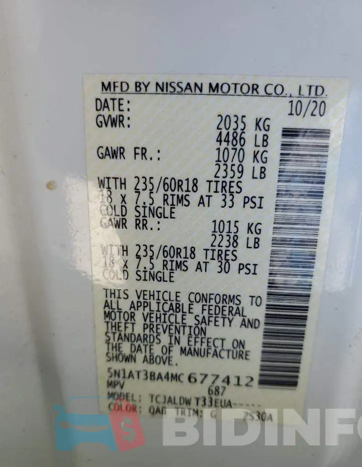 5N1AT3BA4MC677412 Photo# 13
