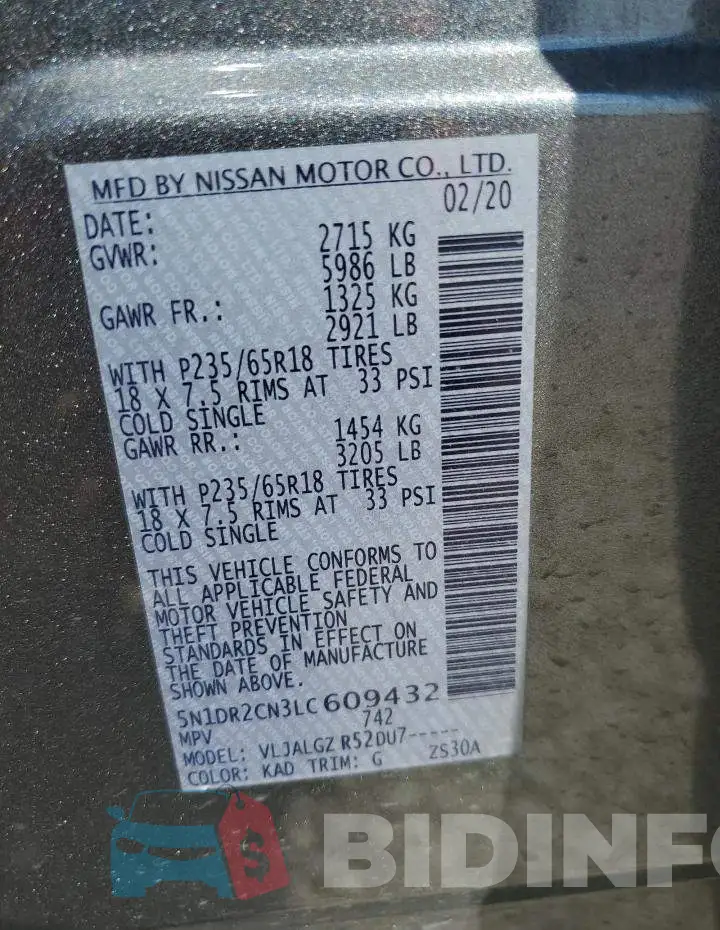 5N1DR2CN3LC609432 Photo# 13