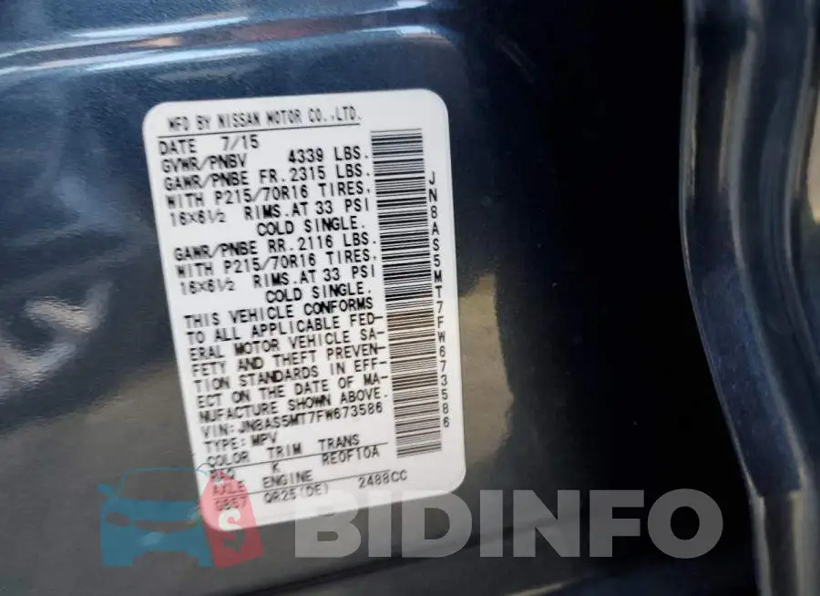 JN8AS5MT7FW673586 Photo# 13