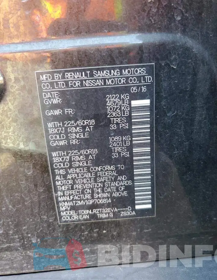 KNMAT2MV1GP706814 Photo# 12
