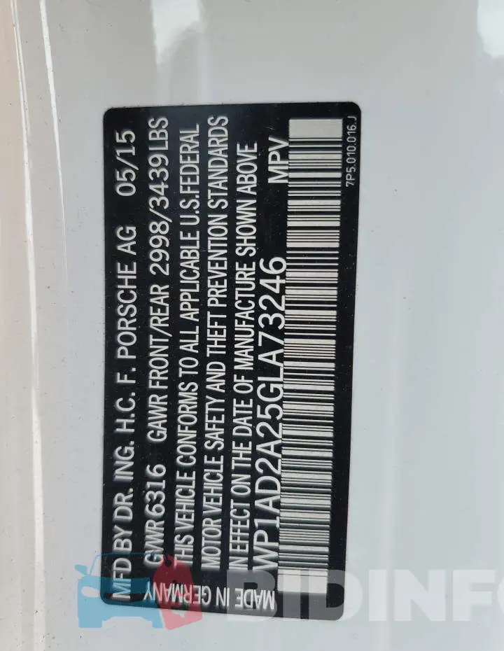 WP1AD2A25GLA73246 Photo# 13