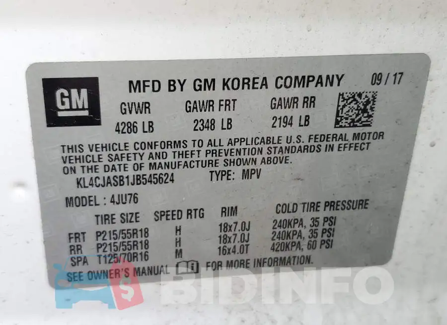 KL4CJASB1JB545624 Photo# 14