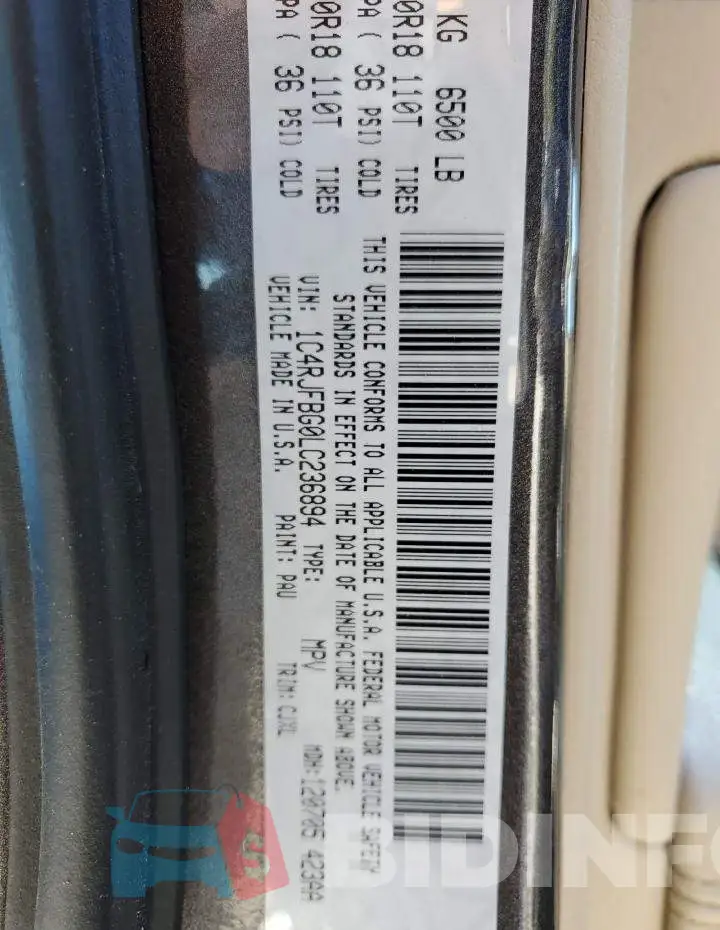 1C4RJFBG0LC236894 Photo# 12