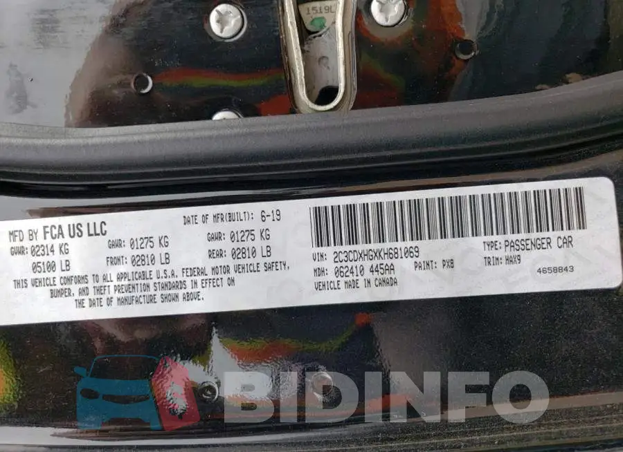 2C3CDXHGXKH681069 Photo# 12