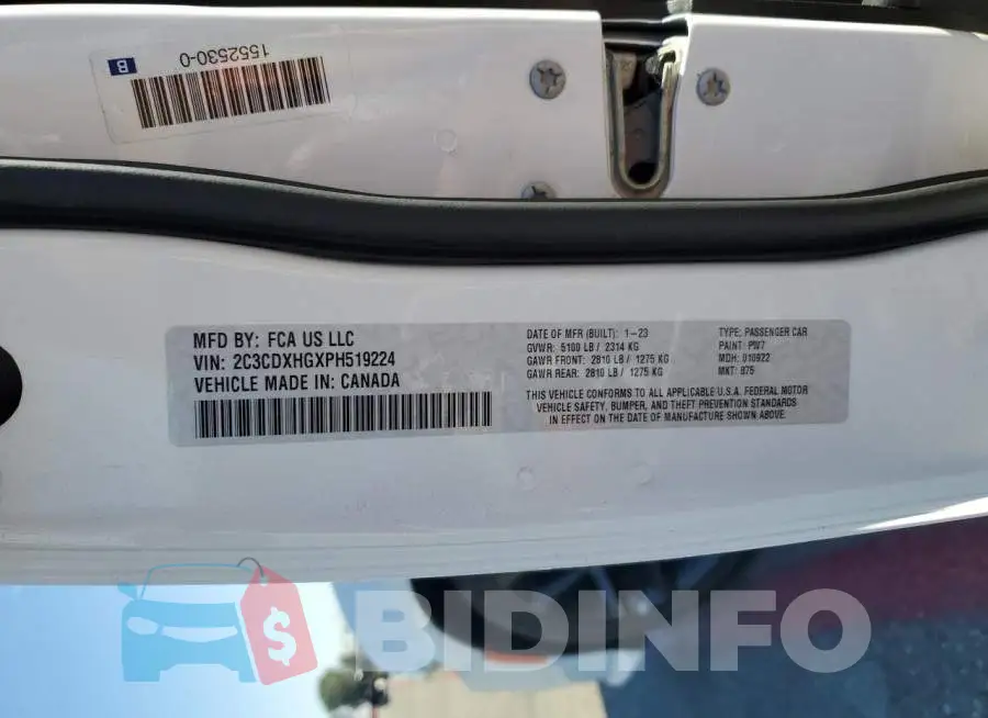 2C3CDXHGXPH519224 Photo# 12