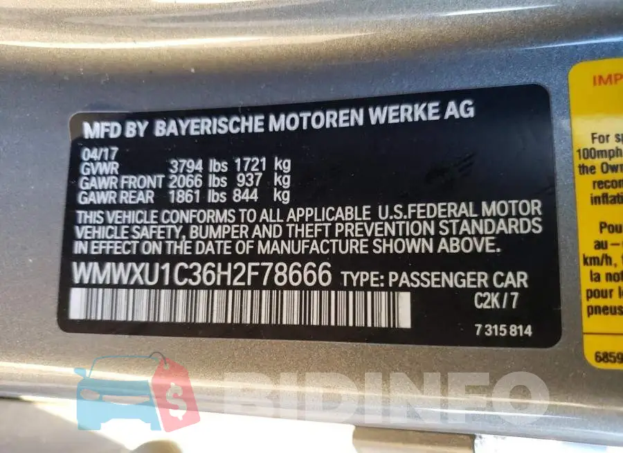 WMWXU1C36H2F78666 Photo# 12