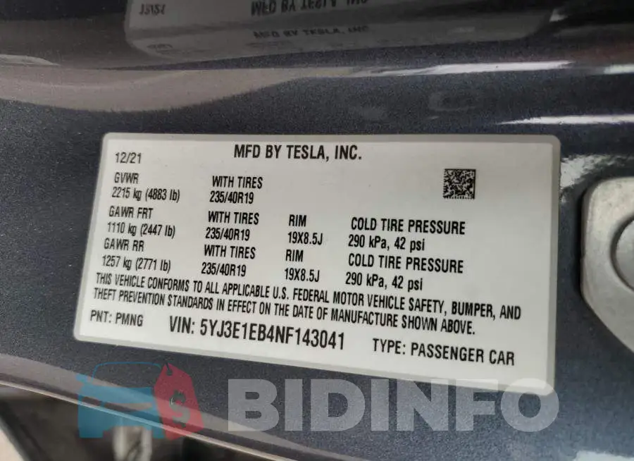 5YJ3E1EB4NF143041 Photo# 12