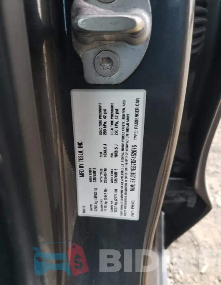5YJ3E1EB7KF452076 Photo# 12