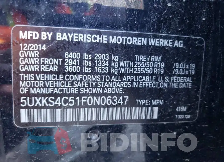 5UXKS4C51F0N06347 Photo# 12