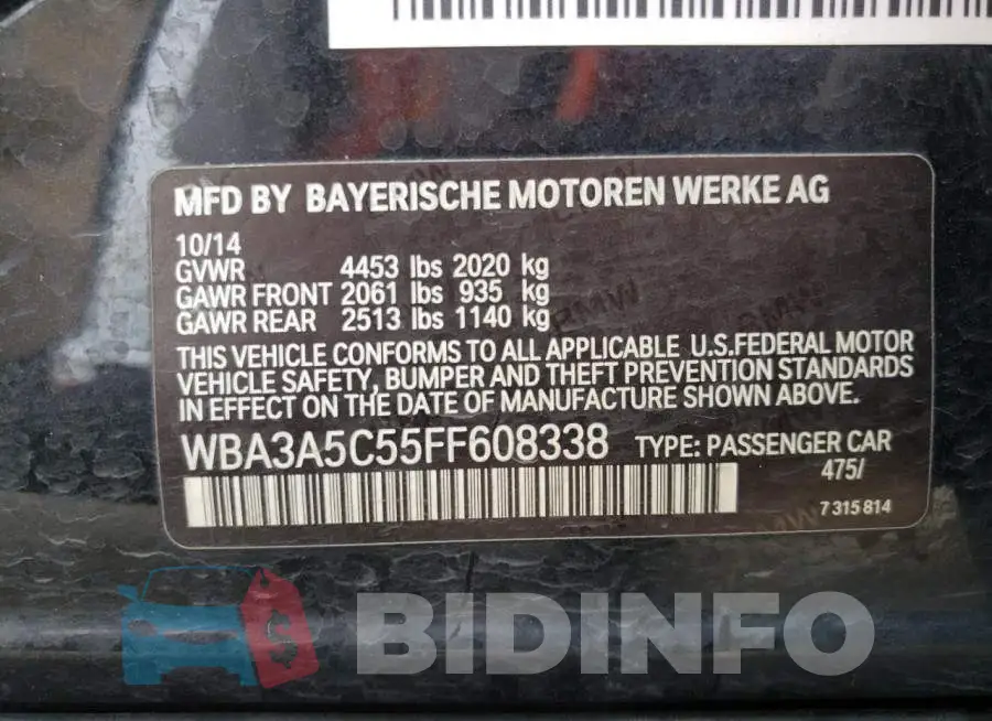 WBA3A5C55FF608338 Photo# 12