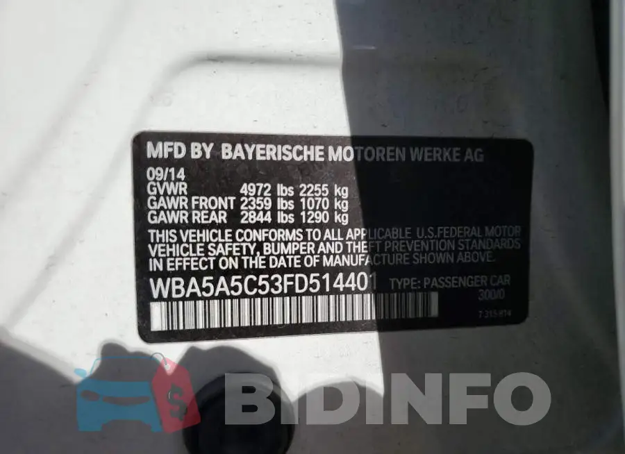 WBA5A5C53FD514401 Photo# 12