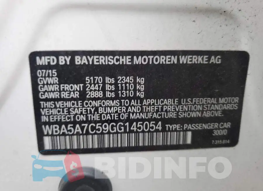 WBA5A7C59GG145054 Photo# 12