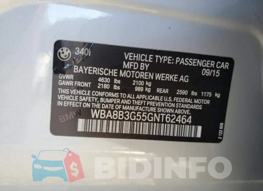 WBA8B3G55GNT62464 Photo# 12