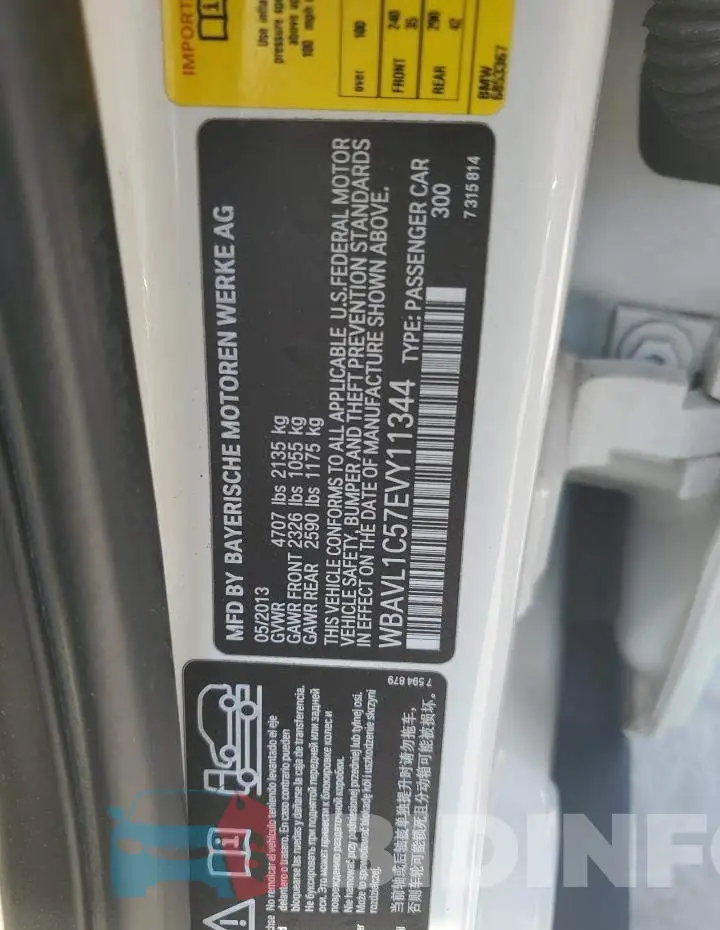 WBAVL1C57EVY11344 Photo# 12