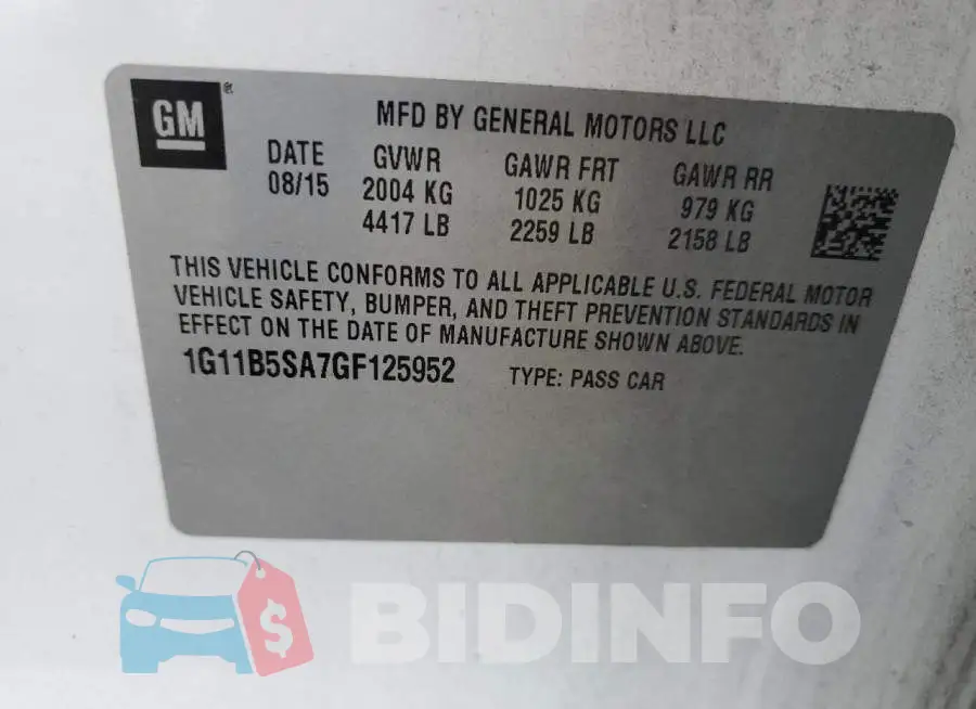 1G11B5SA7GF125952 Photo# 12