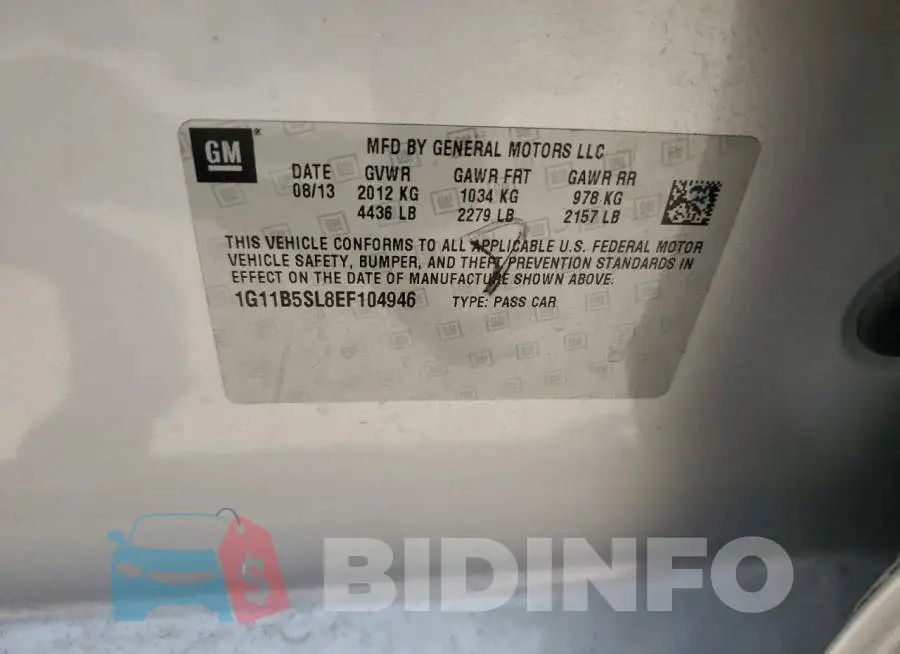 1G11B5SL8EF104946 Photo# 12