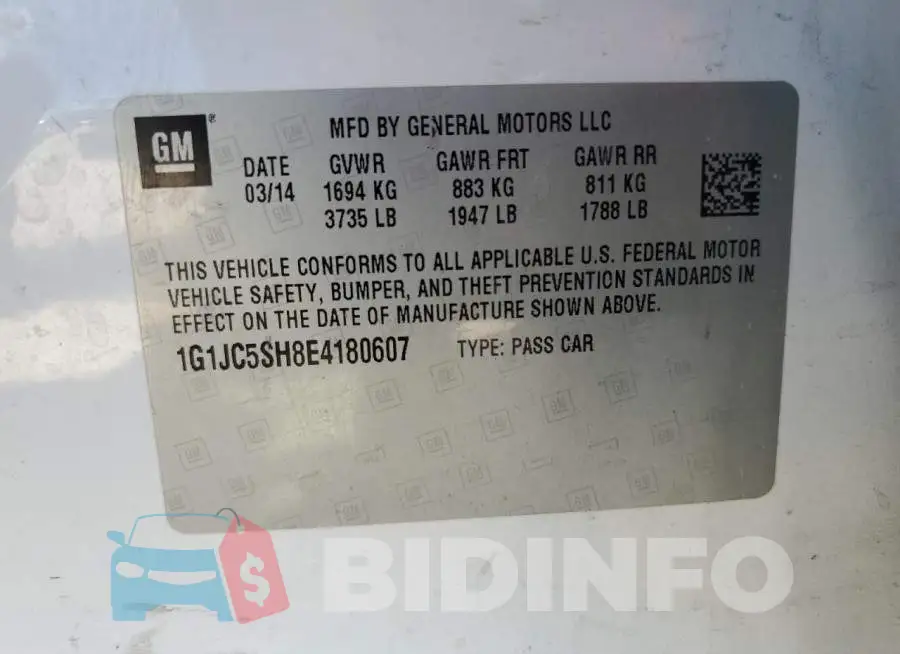 1G1JC5SH8E4180607 Photo# 12