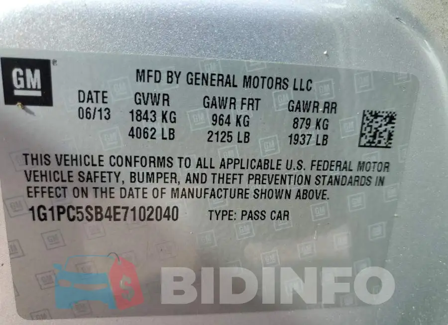 1G1PC5SB4E7102040 Photo# 12