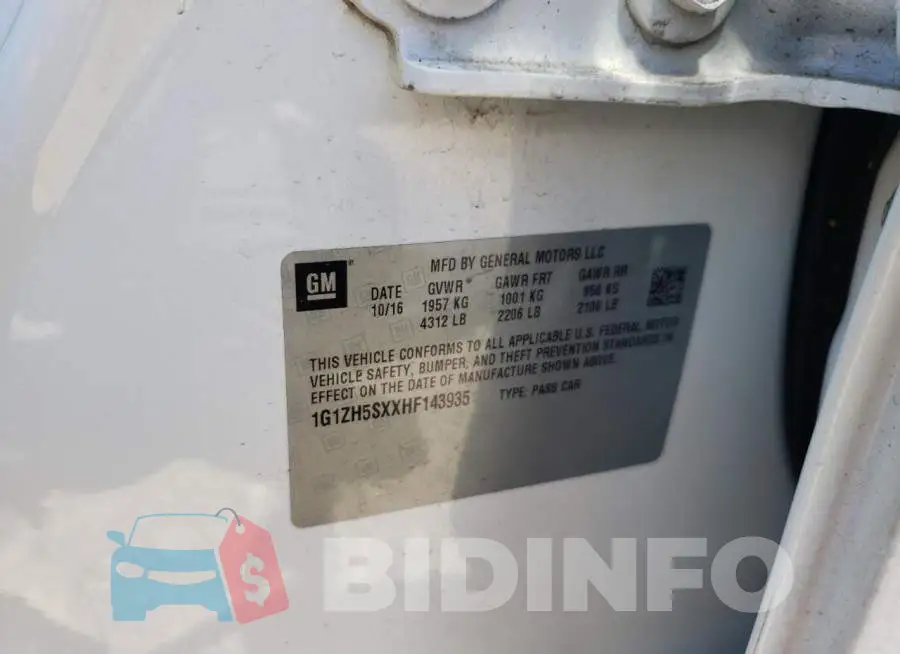 1G1ZH5SXXHF143935 Photo# 12