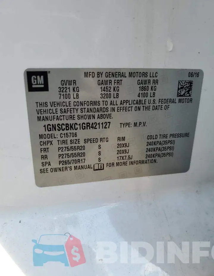 1GNSCBKC1GR421127 Photo# 13