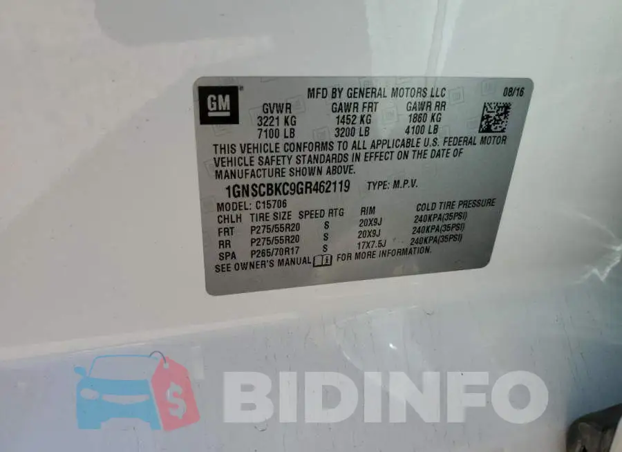 1GNSCBKC9GR462119 Photo# 13