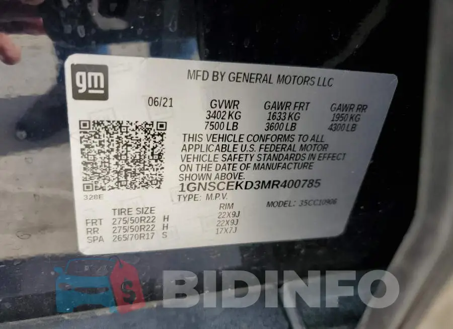 1GNSCEKD3MR400785 Photo# 13