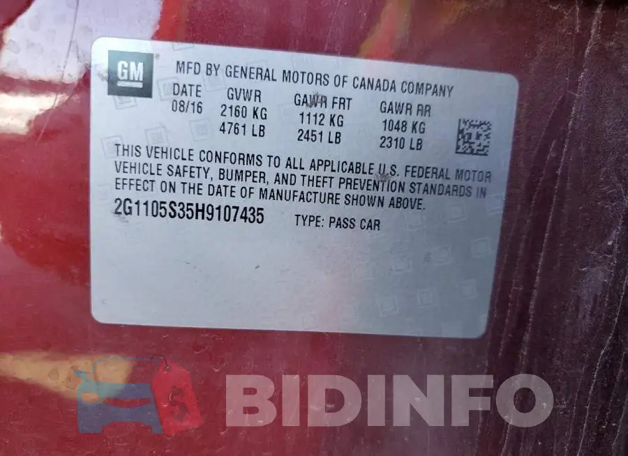 2G1105S35H9107435 Photo# 12