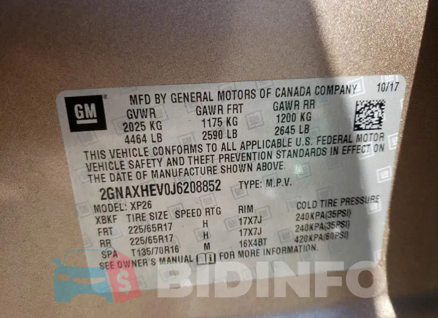 2GNAXHEV0J6208852 Photo# 14