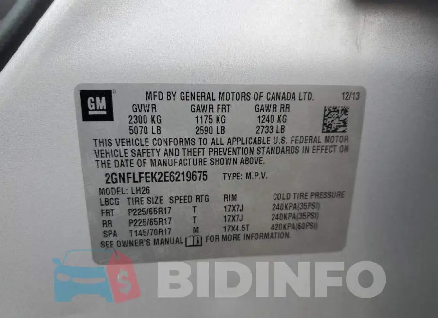 2GNFLFEK2E6219675 Photo# 12