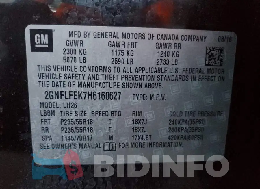 2GNFLFEK7H6160627 Photo# 13