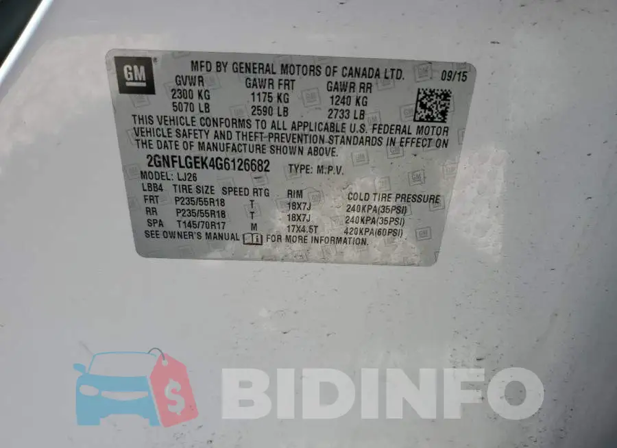 2GNFLGEK4G6126682 Photo# 12